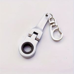 Customize Car Accessories 10mm Portable Racing Metal Ratchet Wrench Keychain Silver Shaped Adjustable Wrench Tools <b>Key</b> <b>Chain</b> - Product Image 2