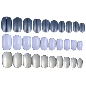 Ensemble De faux ongles courts et ronds en gelée, couverture complète, Gel UV, manucure, ongles artificiels, décoration 3d, 100 pièces