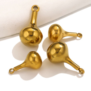 Pendentif en forme d'ampoule en acier inoxydable plaqué or 18K PVD |   Breloque creuse en forme de goutte pour la fabrication de bijoux DIY (colliers, bracelets) |   Imperméable et durable - Product Image 3