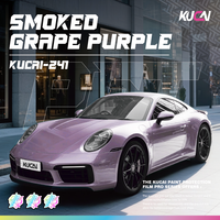 KUCAI 5*59ft Film de protection et de recouvrement pour voiture en vinyle PET satiné super brillant, finition violet raisin fumé