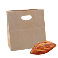 Sacs en papier kraft biodégradables, imprimés flexo, recyclables et respectueux de l'environnement, avec poignée découpée, pour la pizza, les aliments pour animaux et les emballages cadeaux d'épicerie