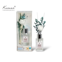Diffuseur de roseaux en verre transparent de marque privée de 35ml nouveau design de luxe pour la décoration de la chambre à coucher du bureau à domicile
