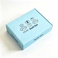 Boîte à emporter écologique bleue pour boulangerie, emballage papier de luxe avec insert pour gâteau, beignets, biscuits et brownie