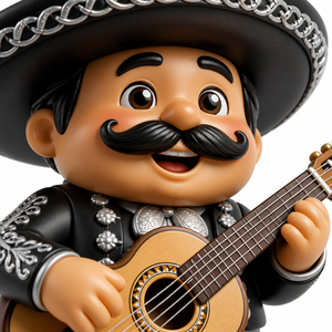 Figurine 3D de <span class=keywords><strong>musicien</strong></span> mariachi <span class=keywords><strong>mexicain</strong></span> Chibi, jouet en vinyle PVC de collection, statue, sombrero, guitare, décoration de bureau, cadeau, OEM personnalisé, vente en gros - Product Image 2