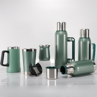 Termos Botol Air Stainless Steel Ukuran Besar Klasik yang Dapat Disesuaikan, dengan Pegangan