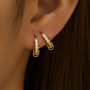 Aros de Plata de Ley 925 CANNER, Simples, Clásicos, Irregulares, con Circonita 5A, para Mujer - Product Image 5