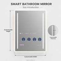 Kingstin Miroir TV LED en Verre HD Sans Cadre pour Salle de Bain, Écran Tactile App Intelligente, Tailles 100% Sur Mesure