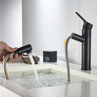 Robinet de salle de bain Aquacubic Black Gold avec tube flexible extractible