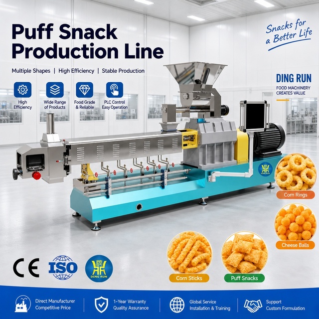 Automatic Stainless Steel Twin Screw Corn Stick Machine Puffed Maize Snacks Extruder New