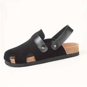 2024 nouveau confort couleur unie sandales respirant anti-dérapant doux liège sandales garçons filles en plein air plage chaussures enfants pantoufles plates - Product Image 1