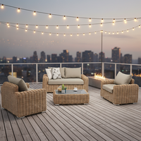 Conjunto de Sofás de Ratán de Mimbre de Buena Calidad y Gran Venta, Muebles de Exterior Duraderos, Tradicionales, Modernos y de Lujo para Hotel, Villa y Jardín