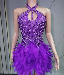 Traje de Danza para Mujer, Leotardo Halter, Mono, Vestido para Baile Latino, <span class=keywords><strong>Cha</strong></span>-<span class=keywords><strong>Cha</strong></span>, <span class=keywords><strong>Tango</strong></span>, Competencia de Danza - Product Image 2