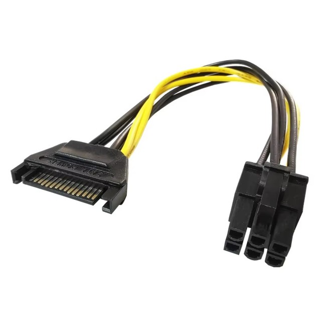15Pin SATA to 6Pin PCIe Graphics Card Adapter Cable SATA Male to PCI Express GPU Converter Wire