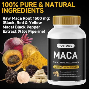Maca-Ginseng-Kapseln für Männer Natürliche Energie Immununterstützung Magnesiumstearat 60-Kapseln-Formel Steigert Erwachsenen-Ausdauer Maca - Product Image 3