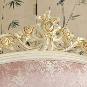 Tela de estilo francés <span class=keywords><strong>cama</strong></span> <span class=keywords><strong>doble</strong></span> madera maciza oro jacquard flor tela boda <span class=keywords><strong>cama</strong></span> estilo europeo dormitorio principal muebles - Product Image 2
