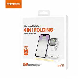 Chargeur sans fil 4-en-1 RECCI RCW-31 avec veilleuse d'ambiance pour smartphones, montres et écouteurs - Product Image 5