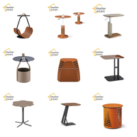 Table d'appoint moderne de haute qualité et bon marché pour salon, en cuir orange selle, métal, petite table d'angle pour ordinateur portable