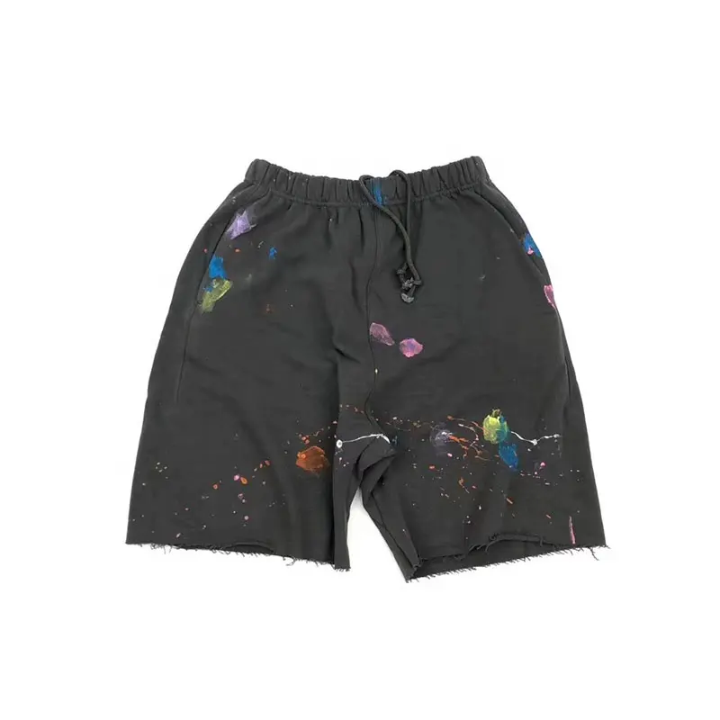 Custom cotton sweat shorts for men vintage wash french terry shorts 2024 men draw string shorts