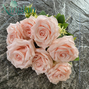 Ramo <span class=keywords><strong>de</strong></span> Rosas Artificiales Mate, 1 Pieza, 7 Cabezas, Rosa, <span class=keywords><strong>Blanco</strong></span>, Verde Durazno, Hojas, Centro <span class=keywords><strong>de</strong></span> Mesa para Boda, Decoración del Hogar, Día <span class=keywords><strong>de</strong></span> San Valentín - Product Image 1