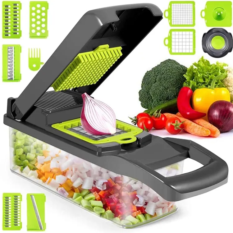 1 में 12 Cortador डे Verduras Multifunctional वेजी Slicer पासा खेलनेवाला पुलिस का सिपाही कटर Grater आलू प्याज सलाद फल सब्जी हेलिकॉप्टर