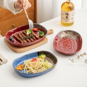 Belle vaisselle en céramique vintage de haute qualité motif de marteau brûlant <span class=keywords><strong>jetable</strong></span> plat de poisson poterie brute pour les fêtes à la maison - Product Image 3