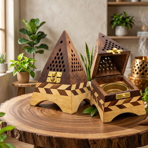 Handcrafted Redwood Pyramid Storage Box <b>Incense</b> Holder Eco-Friendly Durable <b>Cone</b> <b>Incense</b> Holder for Home Aromatherapy Vintage - Product Image 2