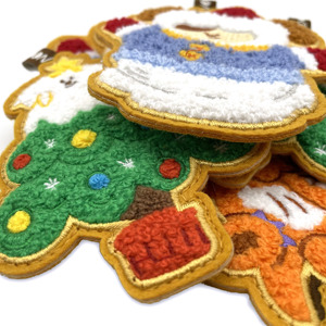 Patch brodé personnalisable en chenille double couche, motif sapins de Noël 3D, pour la décoration de chapeaux et d'étiquettes, en feutre - Product Image 3