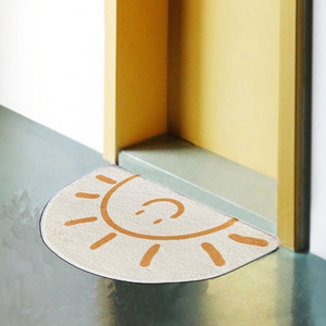 Tapis de bain demi-cercle Happy Rainbow, antidérapant, absorbant, en polyester, pour salle de bain, chambre à coucher, salon, usage domestique - Product Image 3