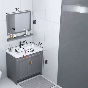 Meuble de salle de bain sur pied avec lavabo, meuble-lavabo de balcon, lavabo en céramique - Product Image 6
