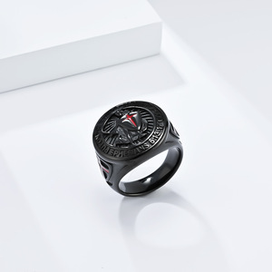 Retro European American Hip Hop Templar Shield Cross <b>Titanium</b> Steel <b>Ring</b> Men's Fashion Jewelry Gift - Product Image 3