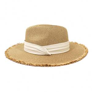 หมวกปานามา J351 ทำจากฟางกระดาษ ปีกกว้าง สำหรับฤดูร้อน เหมาะสำหรับผู้หญิงและผู้ชาย หมวกชายหาดแบบพับได้ หมวกเฟโดรา ปีกหมวกมีพู่ห้อย - Product Image 5