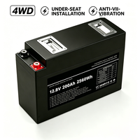 Baterai LiFePO4 Slimline 12V 200Ah Ultra Tipis 2560Wh untuk Off-Road Deep Cycle, Cocok untuk 4WD SUV Camping dengan BMS