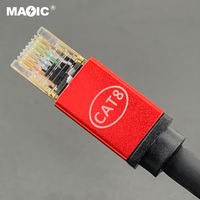 OEM Cat8 Kabel Ethernet Cat 8 LAN, Kabel Jaringan 40Gbps 2000Mhz dengan Konektor Berlapis Emas Tahan Cuaca S/FTP
