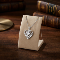 Collier en Argent Sterling 925 avec Moissanite taille cœur 9 mm, Pendentif Cœur Halo Demi-Pavé, Chaîne Maille Forçat, pour Femme, Mariage, Vente en Gros