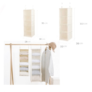 Durable Premium Sturdy Hooks Easy To Mount Beige Foldable Closet Storage Shelves Hanging Closet Organizer