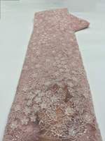 Tissu en dentelle florale colorée 100% polyester, décoration perlée et pailletée, tissu de vêtement élégant et luxueux