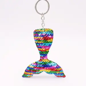 Hy Reflecterende Dubbelzijdige Glitter Vis Staart Sleutelhanger Zeemeermin Tas Hanger Fabrikanten Groothandel