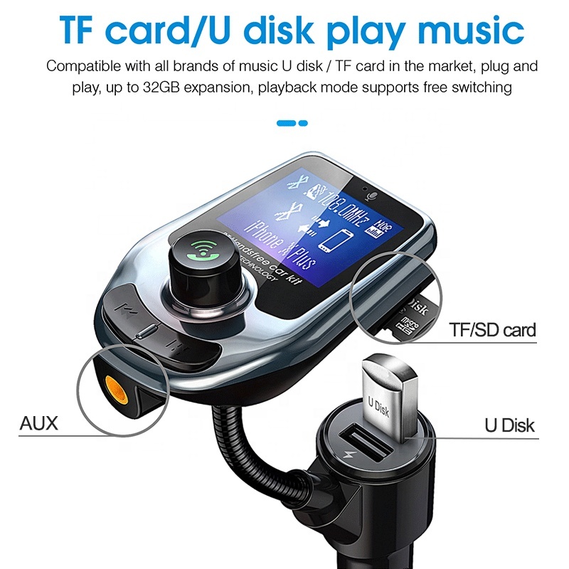 Sans Fil Multifonctionnel Kit de Voiture Mains Libres Bluetooth/Adaptateur Émetteur FM/Appel/Mp3 Lecteur ports USB pour chargeur