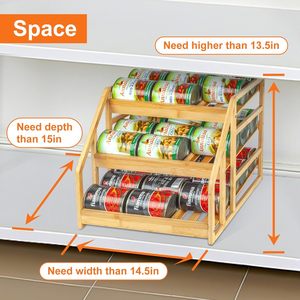 Organizador de Almacenamiento de Bambú para Frascos, Estante de Cocina Apilable de 3 Niveles, Soporte para Alimentos, Estante de Madera para Gabinete - Product Image 4