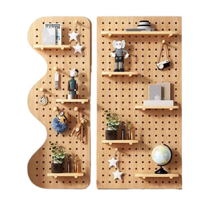 Custom pegboard entryway wall <b>shelf</b>, solid wood wall panel, entrance partition storage <b>rack</b>, wall display - Product Image 2