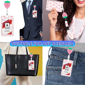 Cross-border strawberry rotating crocodile <b>clip</b> with bow, detachable cruise ship lanyard with logo card holder, double-sided UV - Product Image 3