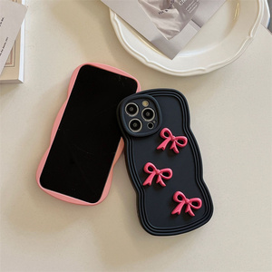 Custodia per telefono con bordo ondulato, elegante, 3D, con fiocco a nastro, per <span class=keywords><strong>iPhone</strong></span> 17 16 15 14 13 <span class=keywords><strong>12</strong></span> <span class=keywords><strong>Pro</strong></span> Max, in TPU morbido, <span class=keywords><strong>protettiva</strong></span> - Product Image 2
