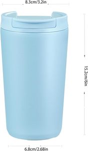 Gobelet de voyage isotherme en acier inoxydable mat pastel de 380 ml avec couvercle à clapet, tasse auto-isolante personnalisable avec logo - Product Image 2