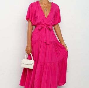2025 señoras elegante temperamento vestido moda cuello pico manga corta mujeres al aire libre diario fiesta cena boda <span class=keywords><strong>y</strong></span> otros <span class=keywords><strong>vestidos</strong></span> largos - Product Image 4
