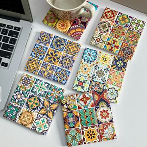 Sous-verre en liège antidérapant et isolant thermique, avec motif en relief 3D et estampage à chaud, en céramique de luxe style Bohème, de haute qualité esthétique - Product Image 2