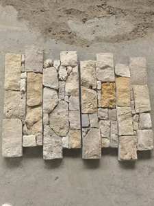 Revêtement <span class=keywords><strong>mural</strong></span> en pierre de schiste texturée jaune tigre chinois de conception moderne, surface fendue, durable, pour l'extérieur des hôtels - Product Image 3