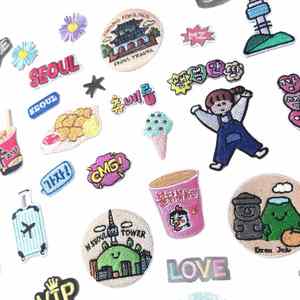 Patch en tissu brodé en fer de 0,5-5,5 cm, motifs dessin animé, aliments, fleurs, valise, mots, emblèmes, pour porte-clés DIY et promotion - Product Image 2