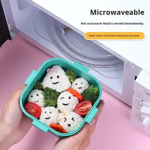 Portable Square Cartoon <strong>Lunch</strong> <strong>Box</strong> for Students Microwaveable Cute Children's <strong>Lunch</strong> <strong>Box</strong> with Plastic Lid - Product Image 3