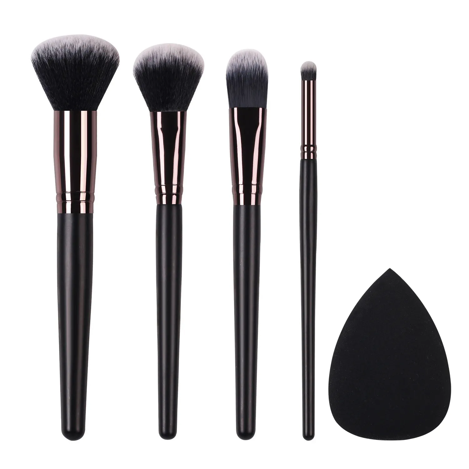 Makeup Brush Set With One Sponge Classic Foundation Brush Highlight Eyeshadow Travel Cosmetic Set