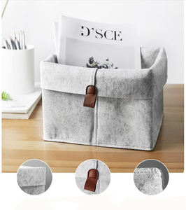 Caja de almacenamiento de fieltro de color gris y negro de diseño clásico para uso diario en el hogar/Oficina - Product Image 2